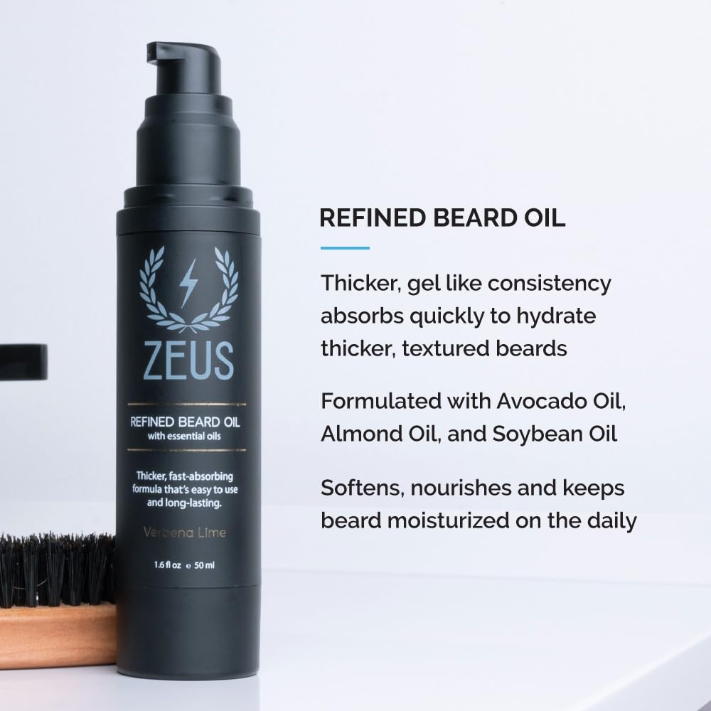 ZEUS Beard Care Starter Kit for Men, Natural Shampoo, Conditioner & Refined Oil, Soften, Hydrate & Strengthen Thick Facial Hair (Made in USA) Vanilla Rum - Image 5