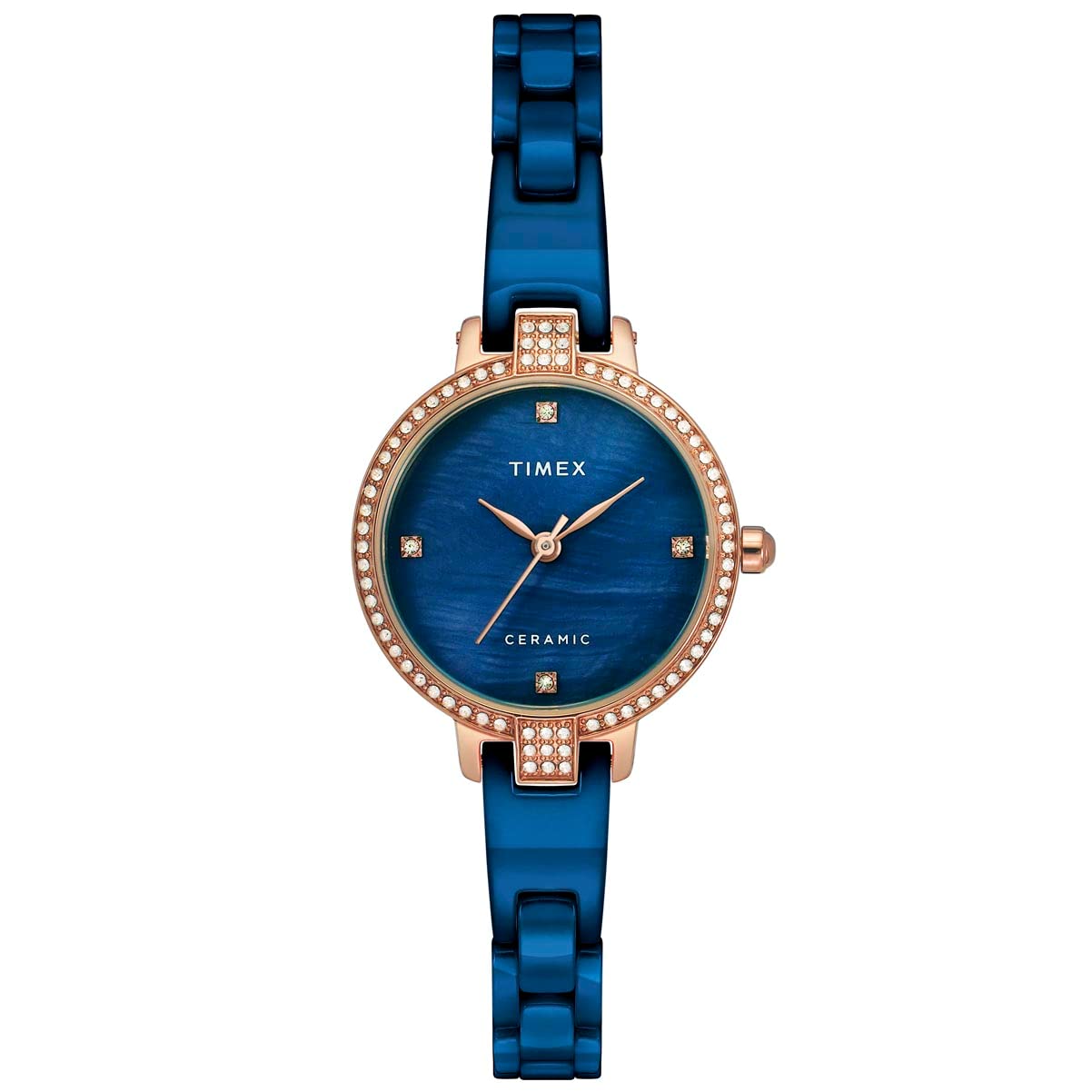 TIMEX Womens 28 mm Mother of Pearl Blue Dial Ceramic Bracelet Analogue Watch - TWEL15702 (WTITWEL15702, Not assigned, Not assigned) (B09SSZ1RSH) Amazon Price History, Amazon Price Tracker