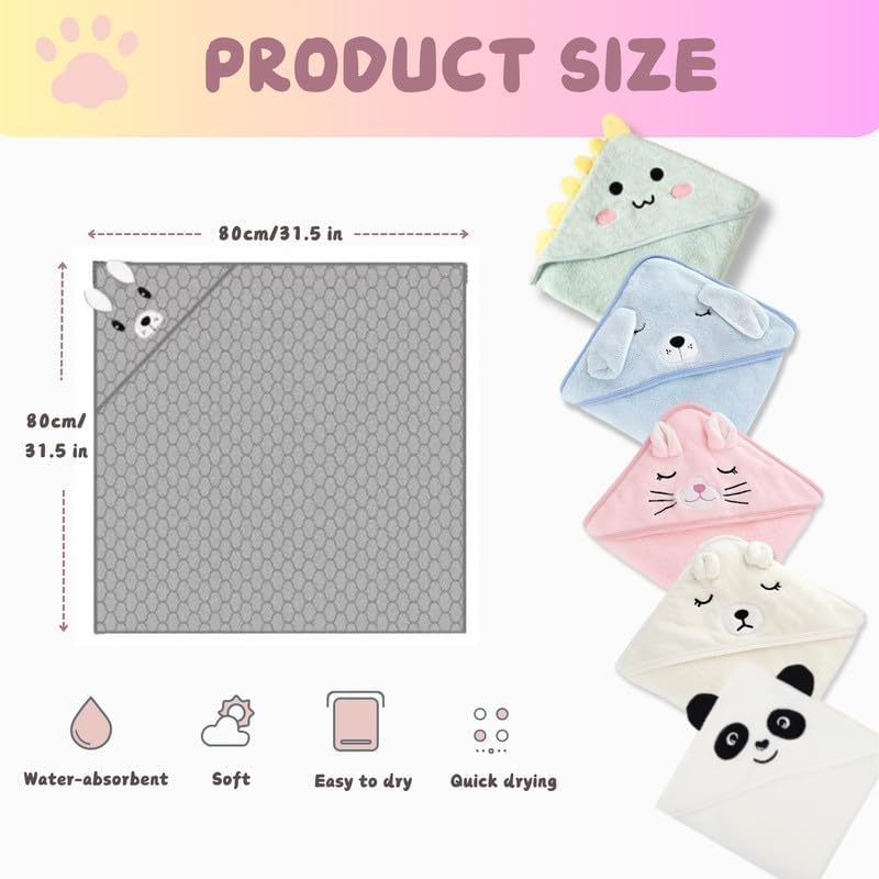 HAGOT Kapuzenhandtuch für Babys, 80x80 cm, Baby Bath Towel, Babybadetuch aus Korallenvliesfür, Babys Neugeborene, Weiß – Ansicht 2