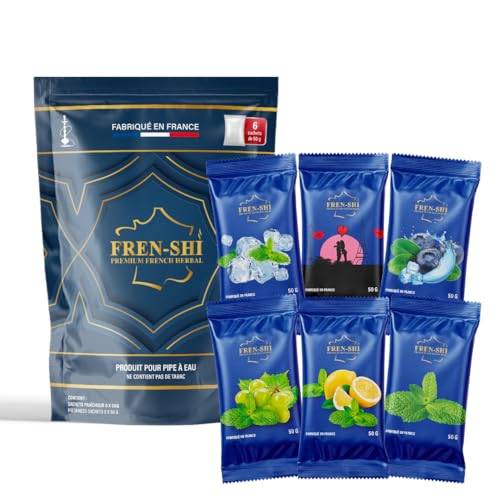Frenshi - 6 x 50 g - Mint Pack - Goût Chicha, Saveur shisha, Arome hookah. Made in France