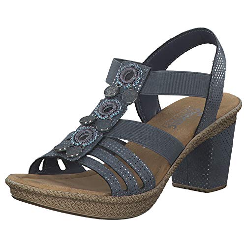 Rieker Sandali Donna 66527-12 Blu Argento, Taglie