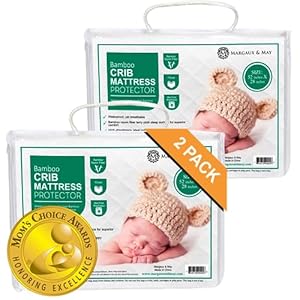 Kosiy 2 Pack Ultra Soft Crib Mattress Protector Pads by Margaux & May – Waterproof – Noiseless – Dryer Friendly – Deluxe Bamboo Rayon – Fitted, Quilted – Stain Protection Baby Cover (2 Pack)