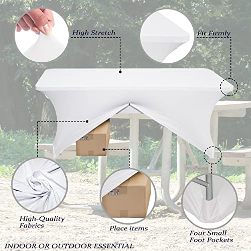 Yiibaii Table Cover 1 Pack 6Ft Rectangular Fitted Spandex Tablecloth For Indoor Patio Wedding Banquet Table Linens Party Stretchable Washed Table Covers #TOP4