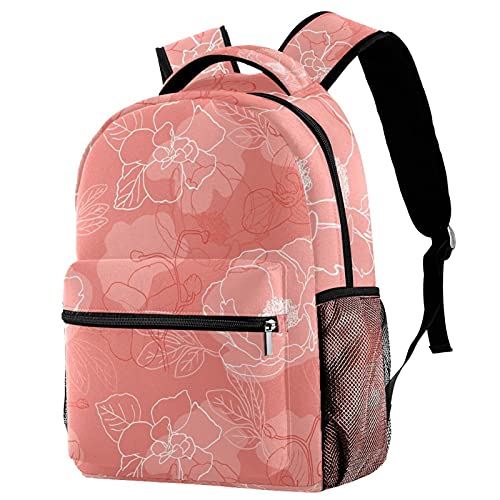 Sac à dos de voyage fleurs de pivoine aux finitions soignées pour l'université