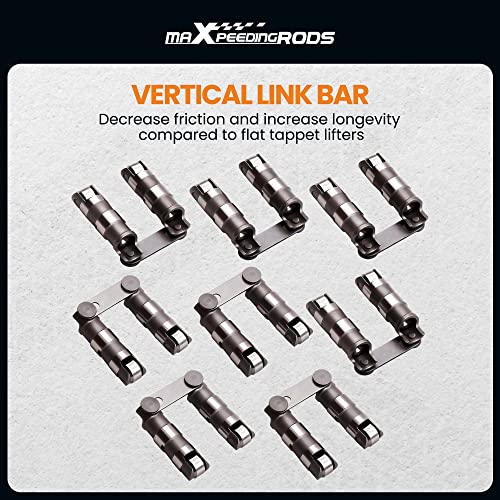Maxpeedingrods For Chevy 350 Roller Lifters, Hydraulic Roller Lifters For Chevrolet Sbc Small Block V8 Engine 350 265 283 327 302 307 400 Camshaft Kit #TOP2