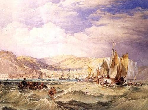 Toile Peinture Murale Bateaux de pêche Clarkson Stanfield Tableau Mer Salon 60x90cm