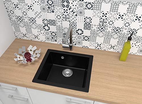 respekta OHIO50X44S Évier 60 % Composite Minéral et Fibre de Verre 40 % Résine Noir 50x44