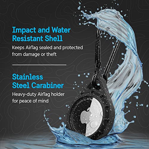 Image of Pelican Protector AirTag Holder with Stainless Steel Carabiner Clip - Black