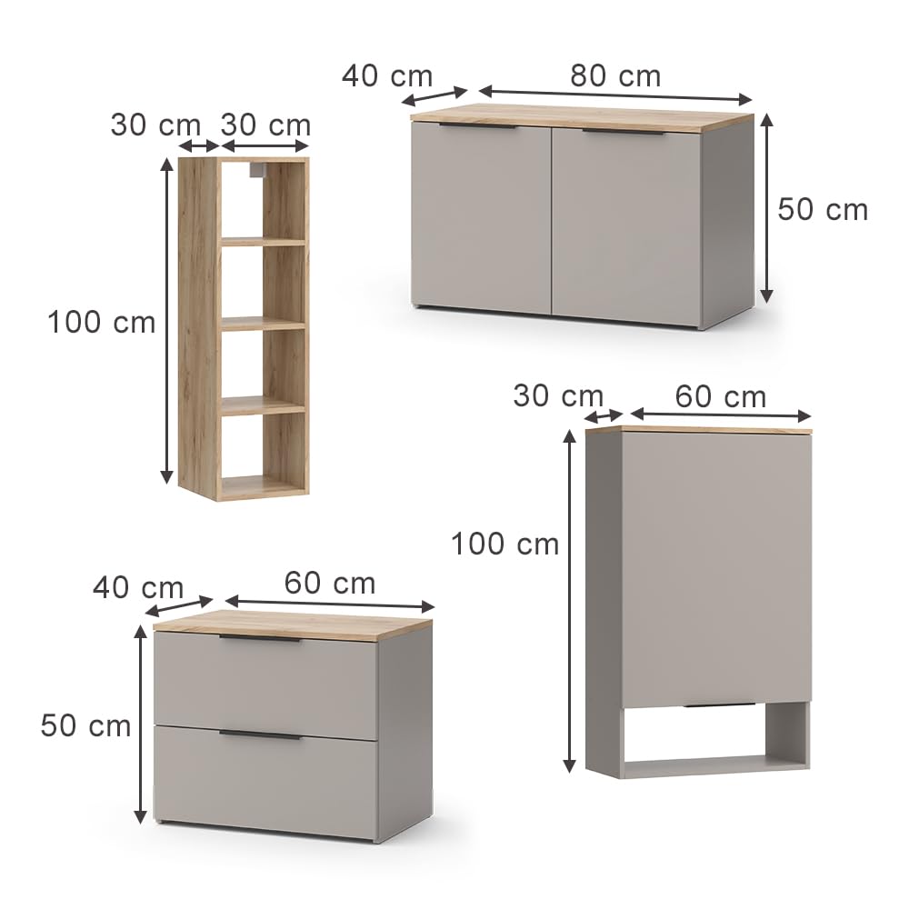 Vicco Ściana w salonie "Wido", Szary, | 5 części, compatible avec d'autres éléments de la série Wido