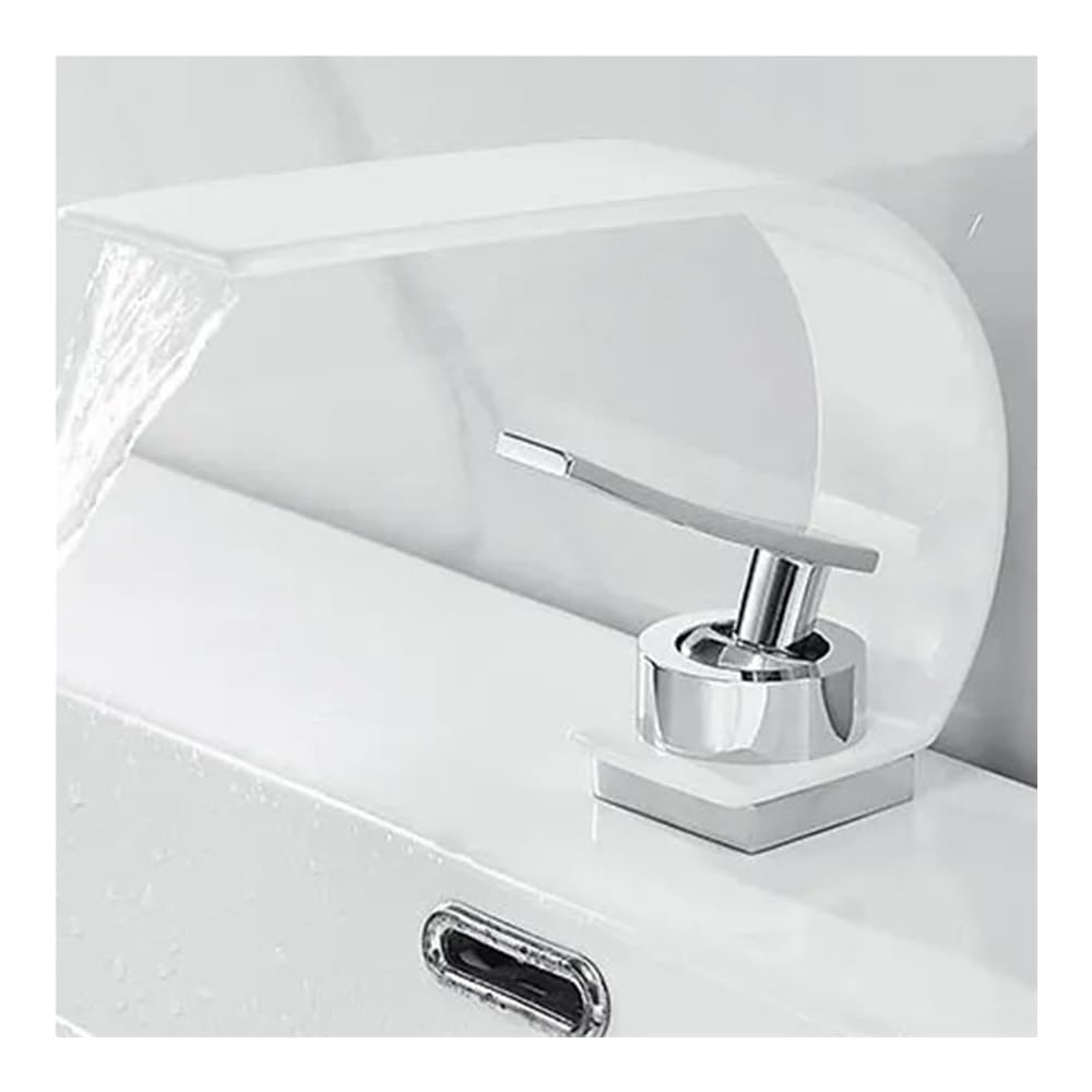 Robinet de lavabo cascade blanc GLY33 mitigeur de salle de bain eau chaude et froide
