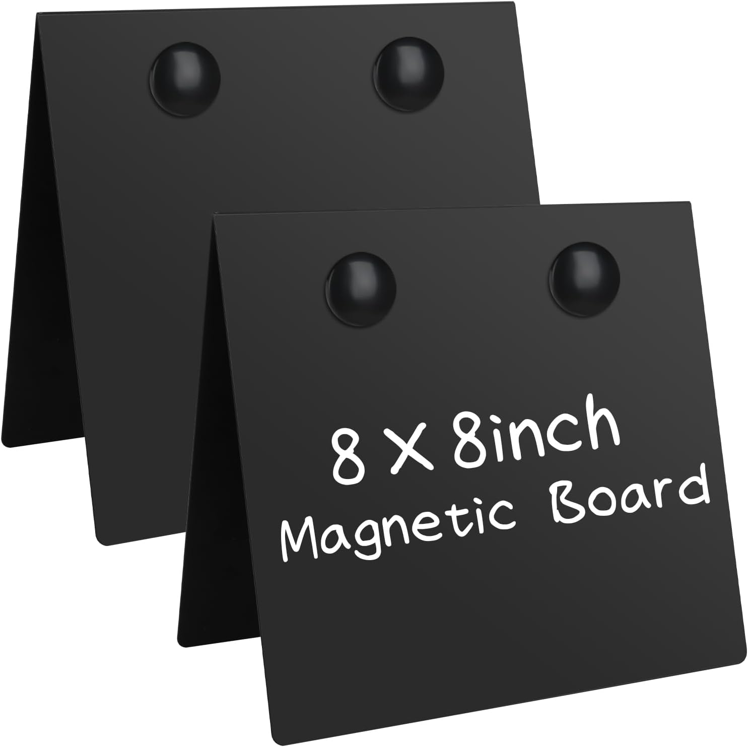 2 Pcs 8x8inch Magnetic Bulletin Board with 4 Magnets, Metal Magnet Display Board, Tabletop Memo Board, Memo Display Easel Stand for Home Kitchen School Office