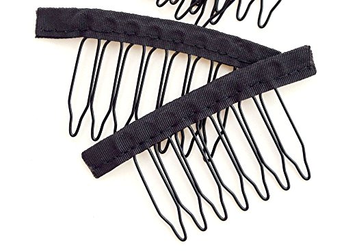 Pancy 32 Pcs Stainless Steel Wig Combs Convenient for Your Wig Caps DIY for Women Beauty (Black)