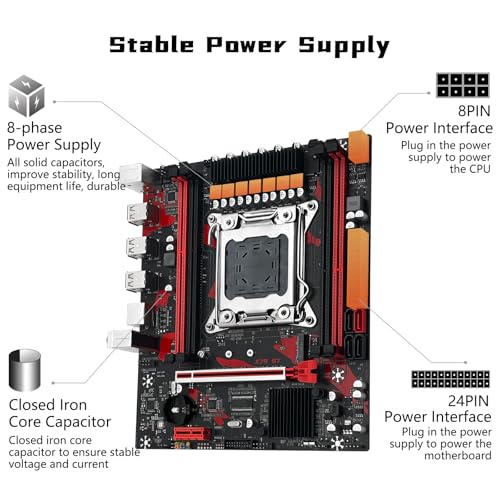 Image of X79 S7 Gaming Motherboard for Intel LGA 2011 Socket Xeon E5 Series CPUs, Support DDR3 RAM Max 256GB, NGFF /NVME M.2, SATA 3.0, PC Computer Server Mainboard