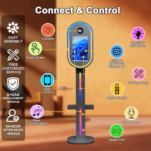 Image of Magic Mirror Photo Booth,15.6 inch Touch Screen DSLR Photo Booth Machine, RGB Mood Light with Flight Case Remote App Control RGB Light for Weddings, Parties & Events (Black)