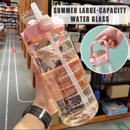 Image of Cambom Manual Food Chopper 2 L Capacity Belt Straw Transparent Motivational Water Bottles |Time Marker Leak Proof & Break-Proof (multicolor)