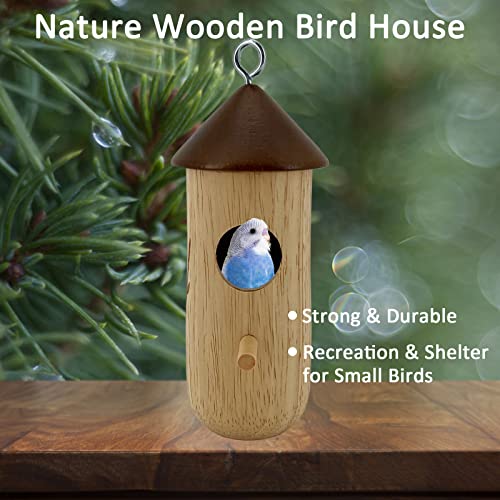 Hummingbird Houses For Outside Hanging, 2023 New Desigh Wooden Hanging Hummingbird House, Handmade Hummingbird Nest, Wren Finch Bird House For Garden Window Outdoor Home Decoration, 3 Pack #TOP5