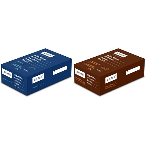 RXBAR Barras de proteína, 0.44 oz de proteína, arándano, caja de 22 onzas (12 barras) + barras de proteína RXBAR (0.42 oz) de proteína, chocolate
