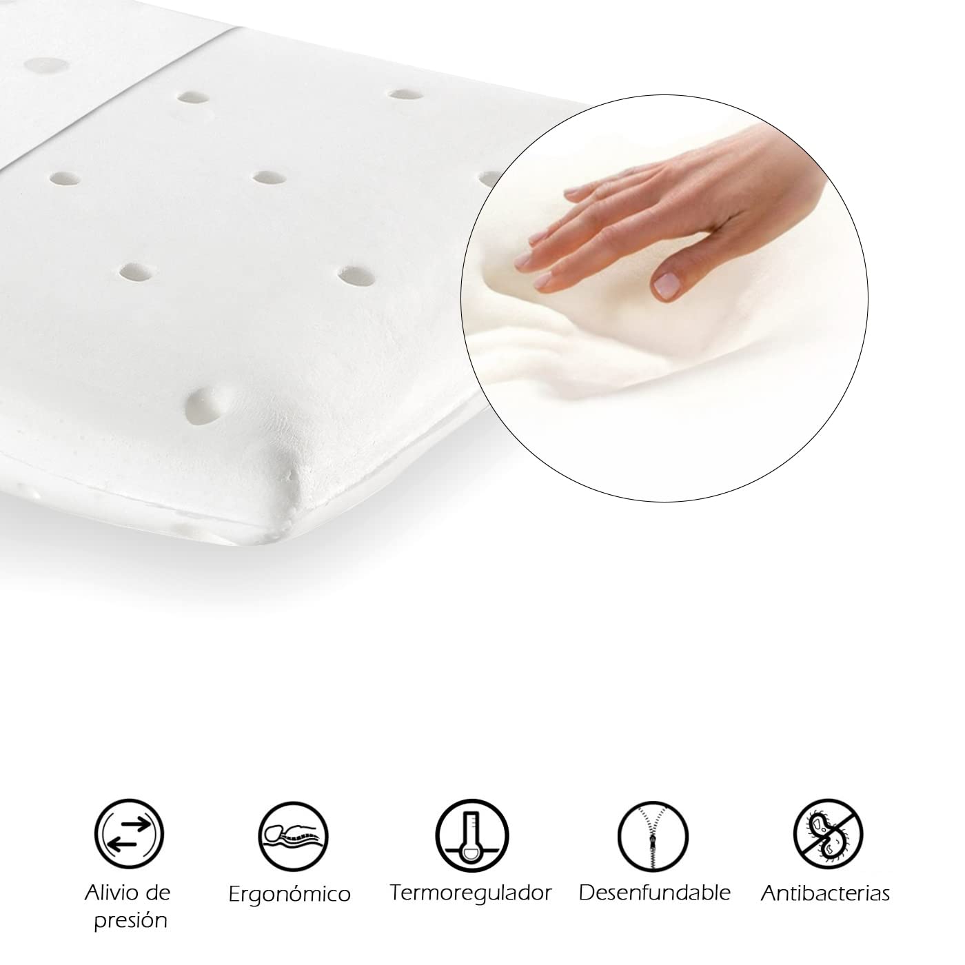 MERCURY TEXTIL- Almohada de Cuna para Bebes y niños Transpirable Antiahogo, Viscoelástica, Funda Extraible 100% algodón