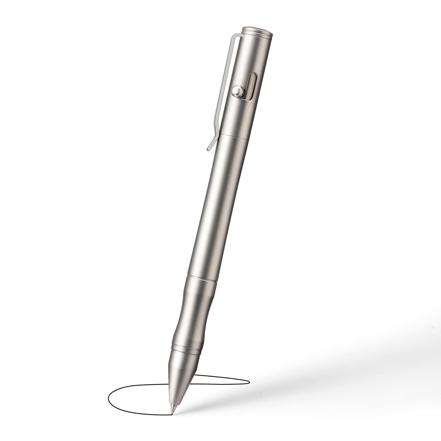 Origin-Joy 2 Pack Stainless Steel Bolt Action Pen Set, Heavy Duty EDC Pocket Gel Tactical Pen With 8 Ballpoint Refills (Sandblasting)