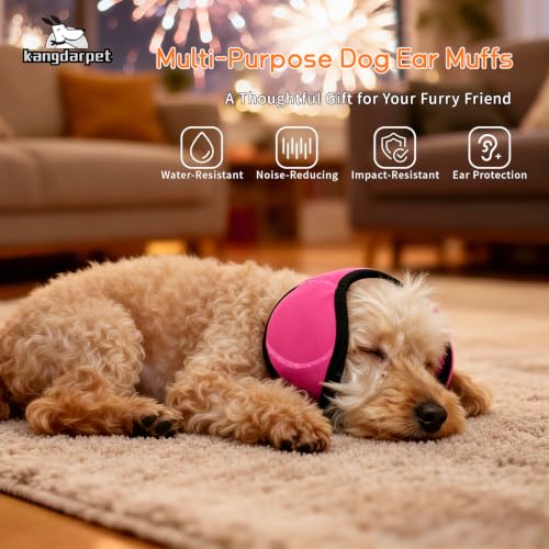 Image of Upgraded Dog Ear Muffs for Noise Protection & Anxiety Relief, Adjustable No Shake Ear Wrap for Firework, Hematoma, Bathing, Swim, Grooming and Force Drying (Fuchsia, S(Head Size:10 inch-15 inch))