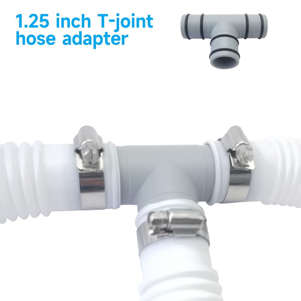 Connecteur de tuyau de piscine, joint en T de 3,2 cm, adaptateur de tuyau de piscine pour pompe de filtre de piscine, pompes de piscine gonflables, gris