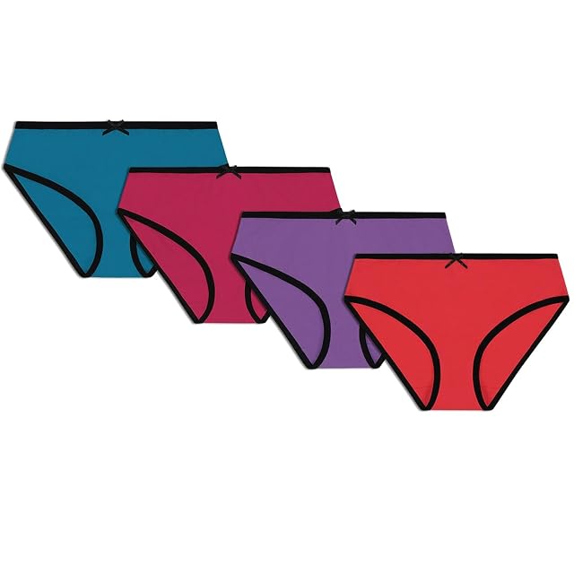 Buyless Fashion Girls Tagless Panties Soft Cotton Briefs Underwear with Colored Trim