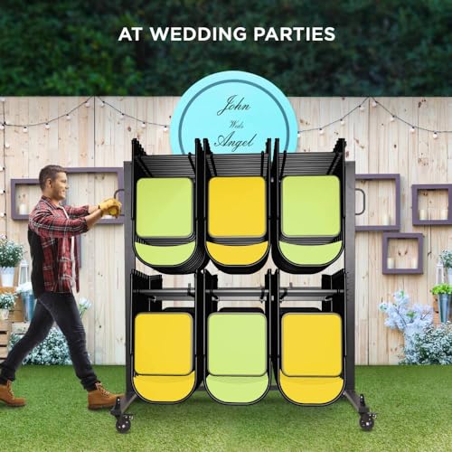 Folding Chair Rack Folding Chair Cart Folding Chair Storage Dolly with Wheels and Holder for 84 Chairs or 12 Tables of 800 LBS Capacity Includes Weatherproof Cover