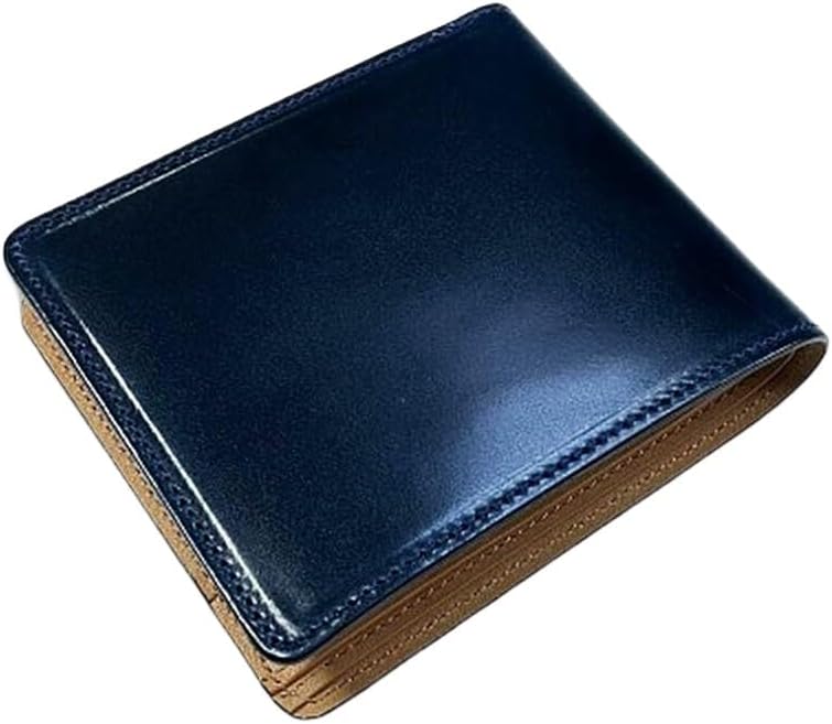 [rena-iris] （日本製 新喜皮革 コードバン）オイルコードバン・二つ折り財布（コイン入れ付き） tc-0201 (ネイビー