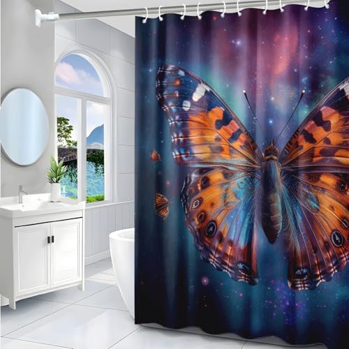 Rideau de douche marron bleu rose 200x200 polyester lavable imperméable baignoire - 4