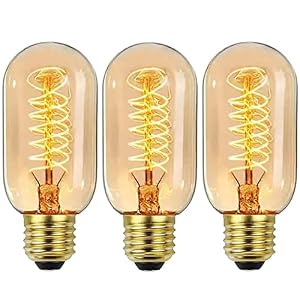 E27 Vintage Edison Light Bulb 40W Dimmable, T45 E27 Vintage Light Bulbs Warm White, Edison Screw ES Decorative Retro Filament Light Bulbs, Tube Squirrel Cage Bulb 230V (3-Pack).