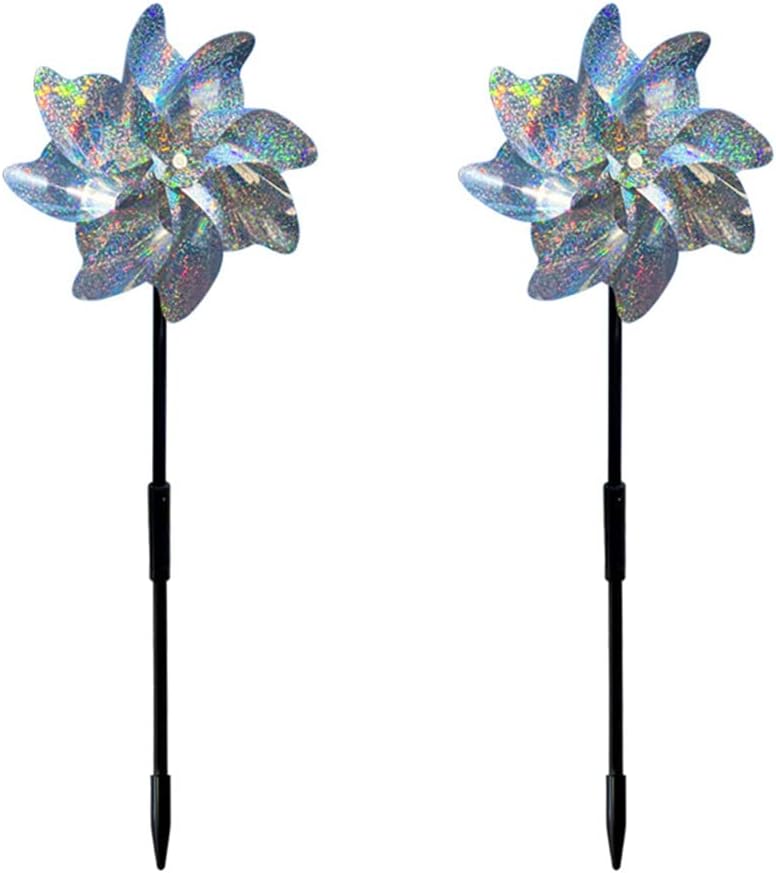 Tinyuet Molinos de Viento Reflectivos,2PCS Molino De Viento Repelente De Aves,Repelentes De Molino De Viento,Anti-pájaros Reflectantes para Proteger Jardines/Huertos/Patios - Puntos
