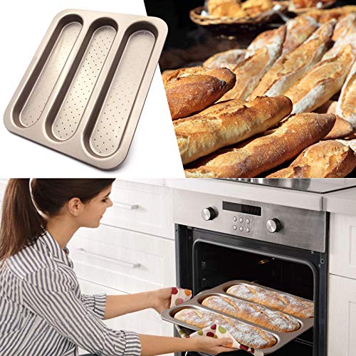 Miniatura 6 de Bandeja Para Baguettes Molde Para Hacer Baguettes Antiadherente Utensilios Molde De Pan Francés Perforada Espesar Acero Carbono No Deformado