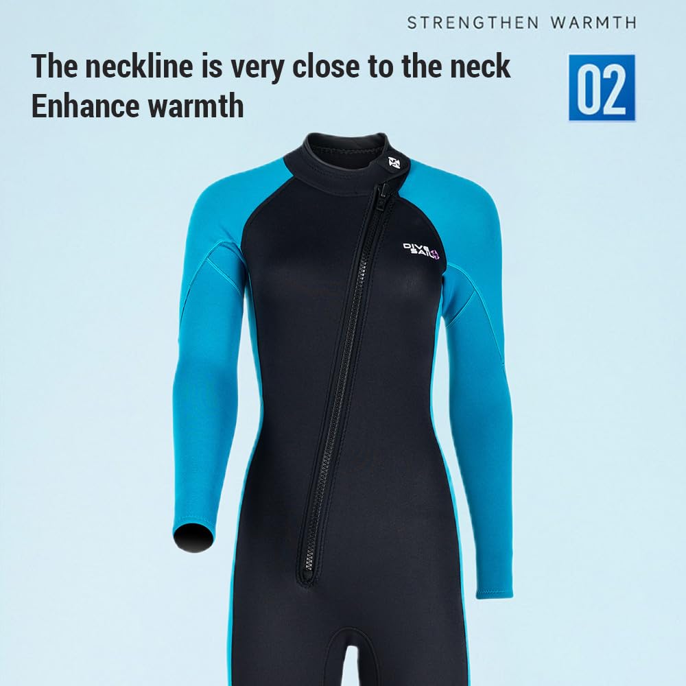 Trajes de Neopreno de 3 mm para Mujer Traje de Buceo de Manga Larga de Cuerpo Completo de una Pieza para Adultos