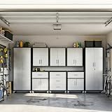 VIYET Garage Cabinet System | Heavy Duty Steel All-in-One Modular Garage Cabinet Set for Ultimate Workshop Organization | Easy Assembly Garage Storage Cabinets & Tool Bench