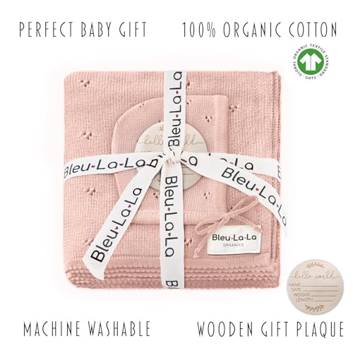 Image of Baby Gift Set - Organic Cotton Newborn Blanket Essentials, Baby Gifts for Girls, Baby Gift Set, Baby Girl Shower Gifts, Baptism Gifts for Baby Girl (Pointelle - Ballet Slippers)