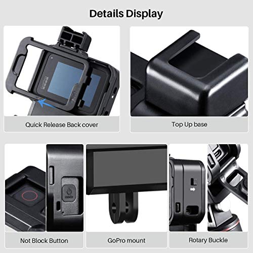 Image of HIFFIN Helmet Chin Strap Mount Housing Cage for Go pro 8, Ulazi G9-4 Cold Shoe Mount Compatible with Tripod Selfie Stick