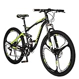 OBK 27.5 Inch Mens Mountain Bike Steel Frame 21 Speed Full Suspension Bicycle for Adult Men or Women...