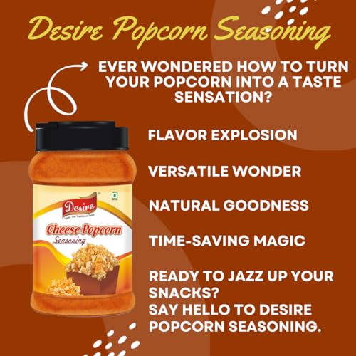 Image of Desire Cheese Popcorn Seasoning Powder, 400g | Ideal for Popcorn, Nachos, Pasta, Pizza & French Fries | A Flavorful Addition to All Your Snacks and Meals