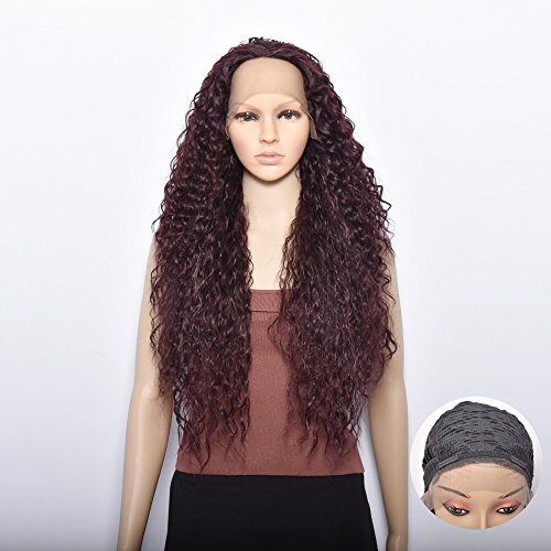 Yunlan Loose Curly Lace Front Wigs Kanekalon Synthetic Heat Resistant Lace Wig For Fashion Women 28 Inches(99J)