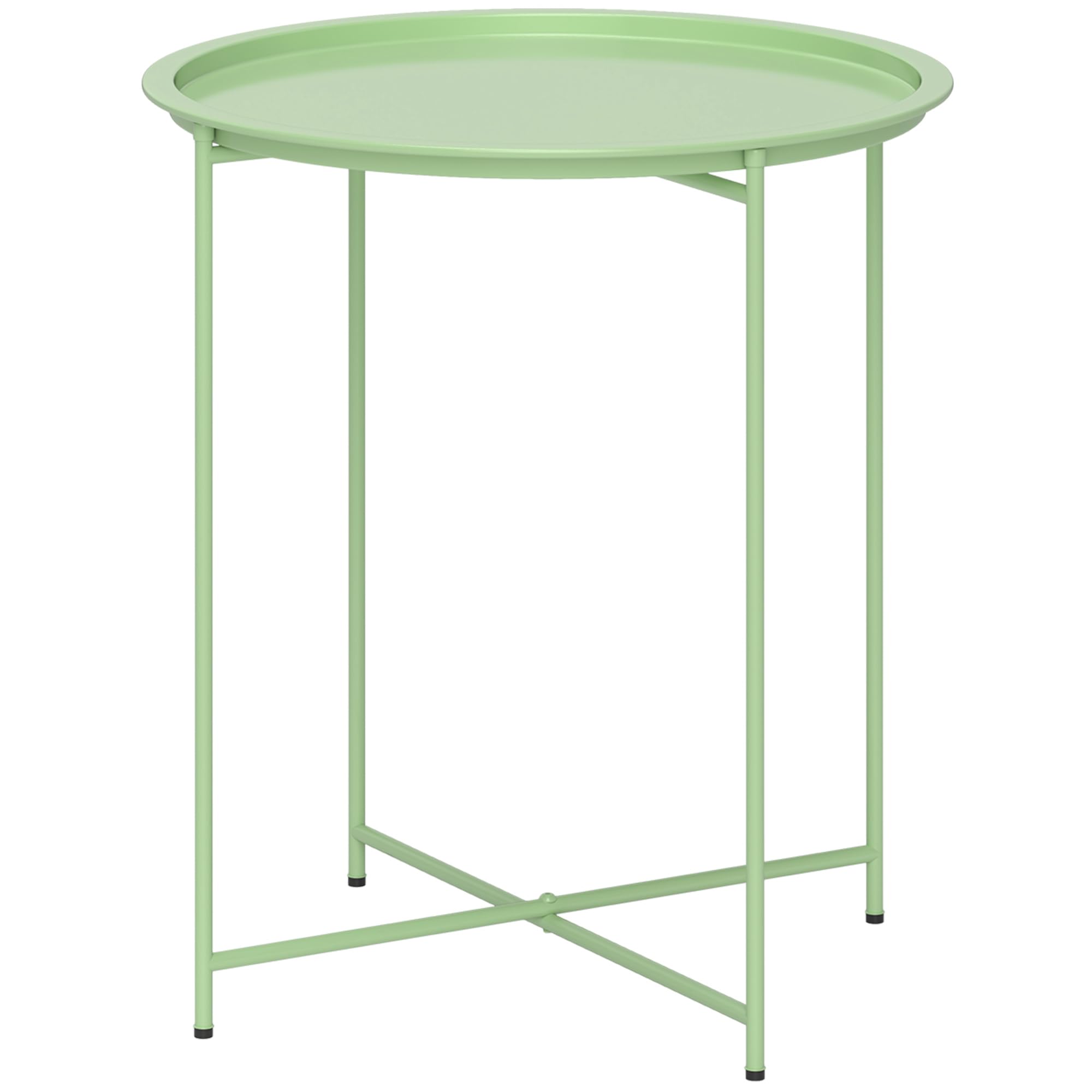 Outsunny Beistelltisch klappbar Kaffeetisch Ø46 x 50 cm wetterfest Gartentisch Rund Balkontisch Klapptisch mit Tischbeine Campingtisch für Indoor Büro Wohnzimmer Outdoor Grün