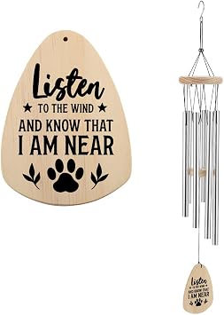Listen to The Wind Memorial Wind Chime, Pet Dog Cat Remembrance Sympathy Gift for Windchimes Outdoor Garden Yard Porch Patio Decor, Remembering Family Pet