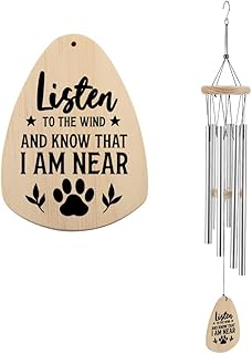 Listen to The Wind Memorial Wind Chime, Pet Dog Cat Remembrance Sympathy Gift for Windchimes Outdoor Garden Yard Porch Patio Décor, Remembering Family Pet