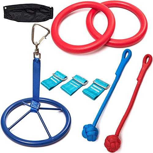Hyponix Sporting Expansion Pack - Ninja Warrior Training Equipment for Kids - W/ Monkey Spinner, 2 Traverse Rings, 2 Monkey Knots, and a Ratchet Cover