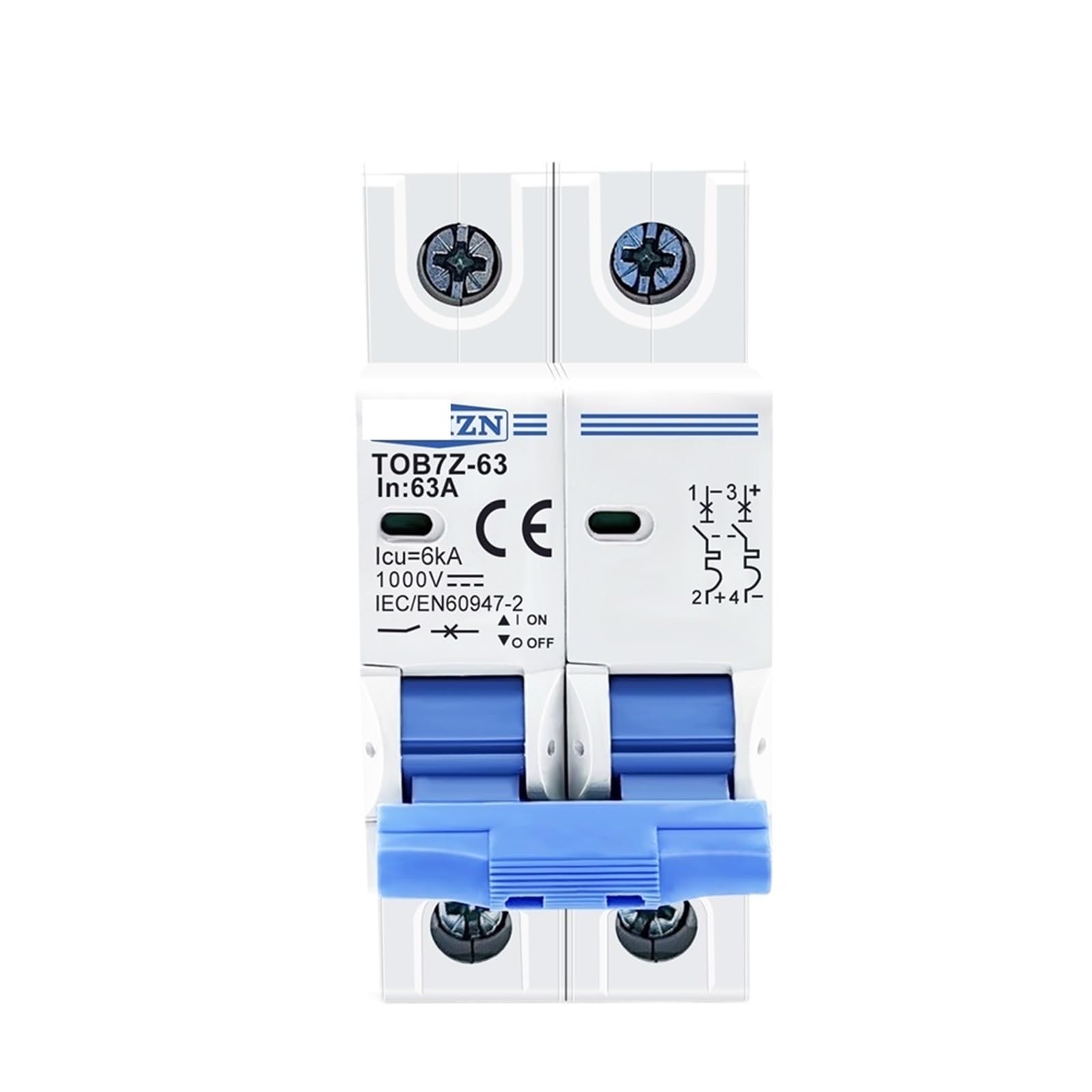 Interruttore automatico solare TOB7Z-63 2P DC 1000V 3A 6A 10A 16A 20A 25A 32A 40A 50A 63A DC MCB