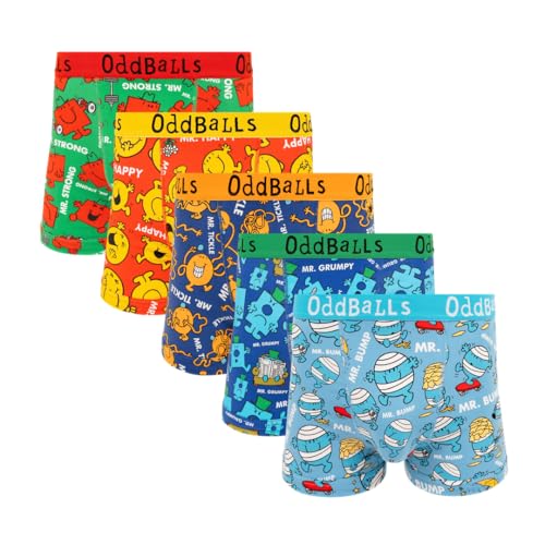 OddBalls Mens Boxers 5 Pack - Patterned Cotton Briefs No Itchy Label Underwear (UK Alpha L Regular Regular Mr Mens Bundle)