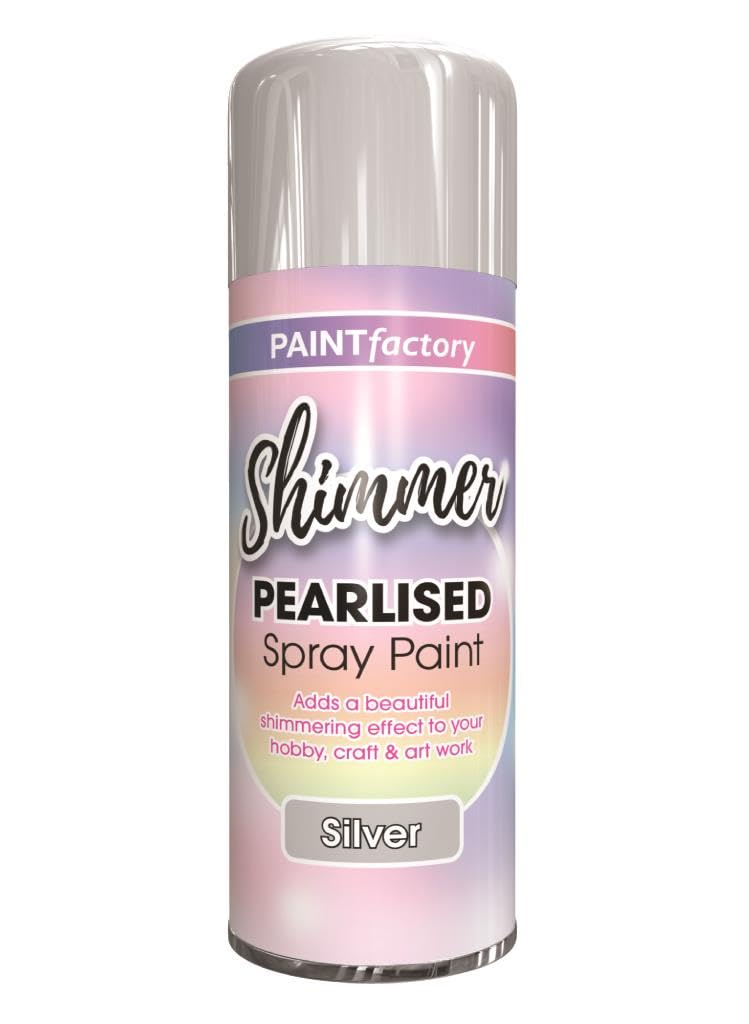 PF Pearlised Silver Paint 400ML - Beautiful Shimmering Effect | Superior Coverage & Adhesion | Paint Factory Speciality Coating Spray Paint | Ideal for Cardboard, Metal, Wood & Plastics
