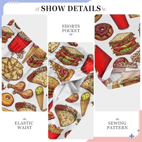 Sandwich Hamburger Boys Long Pants Soft Trousers Elastic Waist Kids Lounge Bottoms with Pockets S-XL4