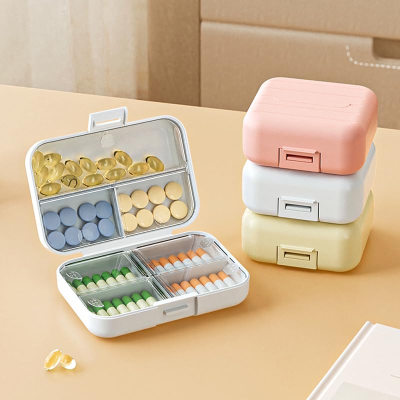 Pill Medicine Organizer, Storage Box with 7 Compartments - Moisture Proof, Made of Food Grade Cereal Fiber, BPA free Wheat Straw Material, Ideal for Travel, Pocket, Purse, Daily Pill Case, Portable Medicine Vitamin Holder Container - 1 Pc (MultiColor)-image-39