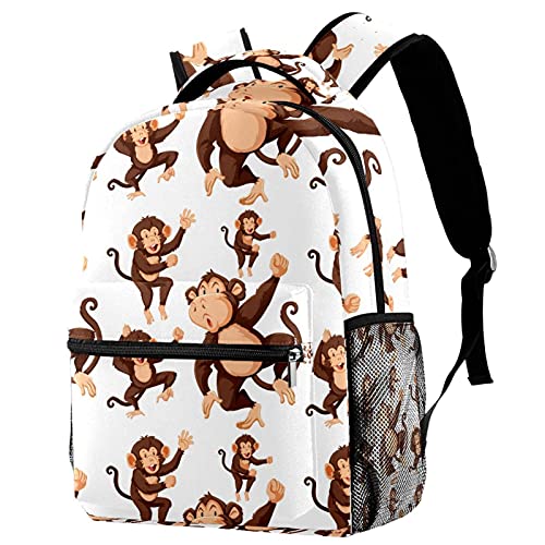 Sac à dos de voyage pour enfant avec porte-bouteille anti-fuite motif singe