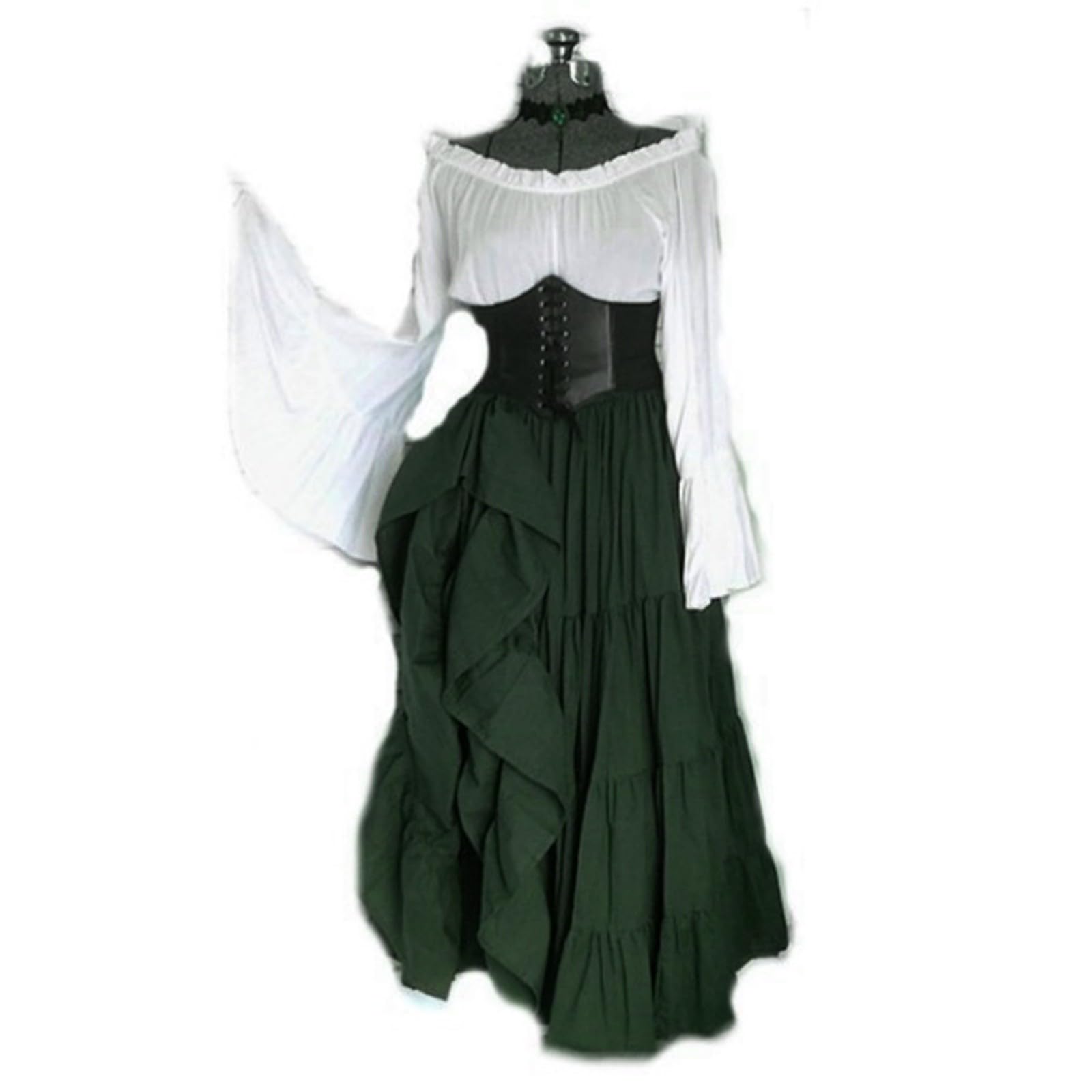 Traje de verano con corsé y cinturón, falda medieval para Halloween, elegante e informal